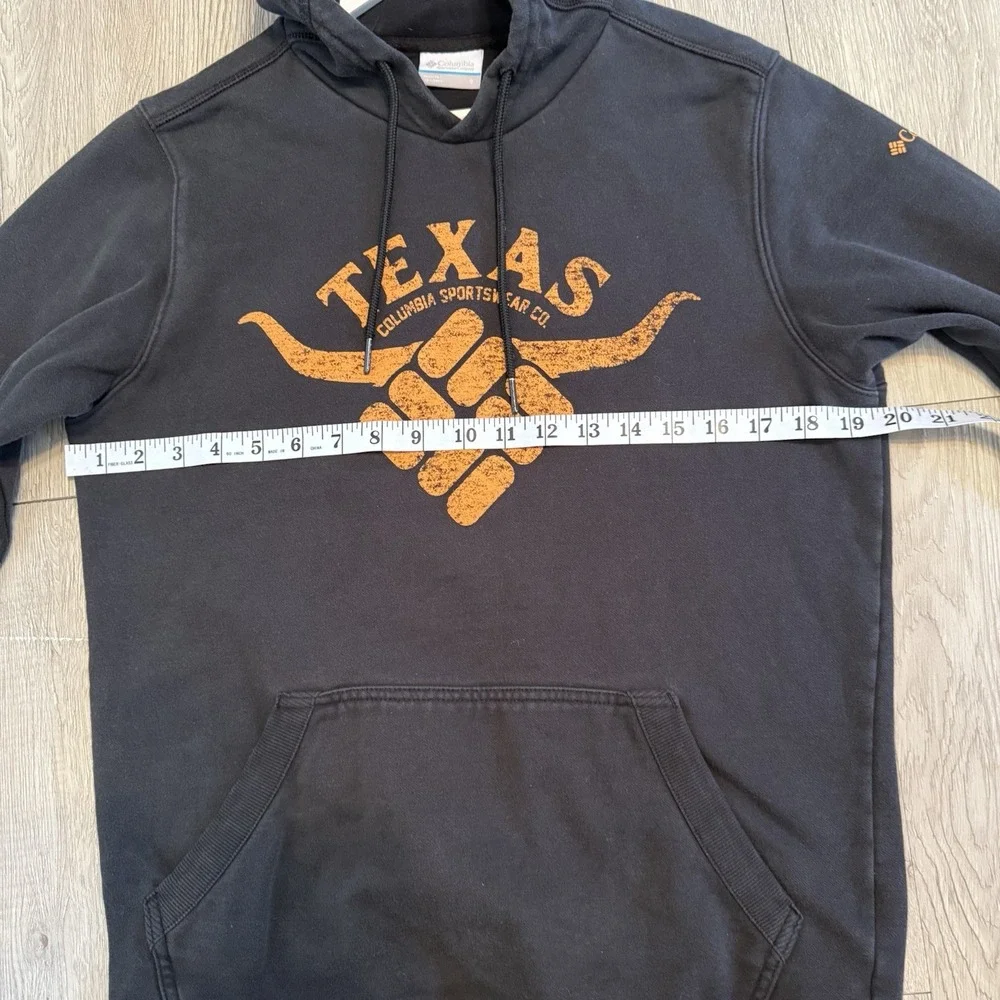 Columbia‎ Texas Longhorn Mens Small Hoodie Black Faded Pullover Sweater Jacket